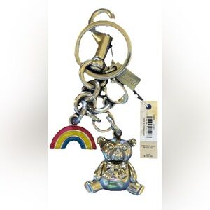 Coach Silver Keychain with Colorful Charms bear , rainbow, bear new with tags
